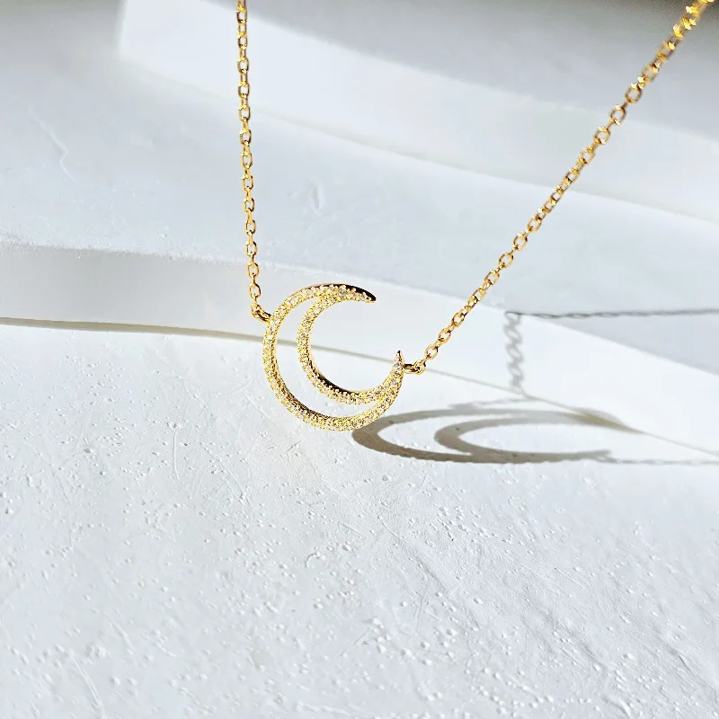 Best Jewelry Sale Prices – Limited-Time Offer Gold Sterling Moon Necklace