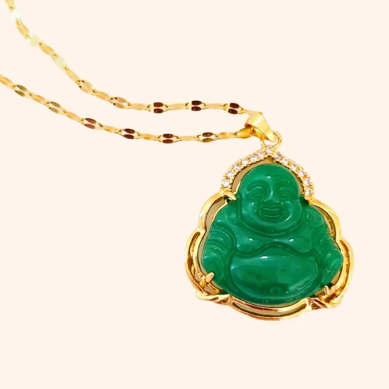 Modern Statement Jewelry For Bold Styling Woman Jade Buddha Necklace