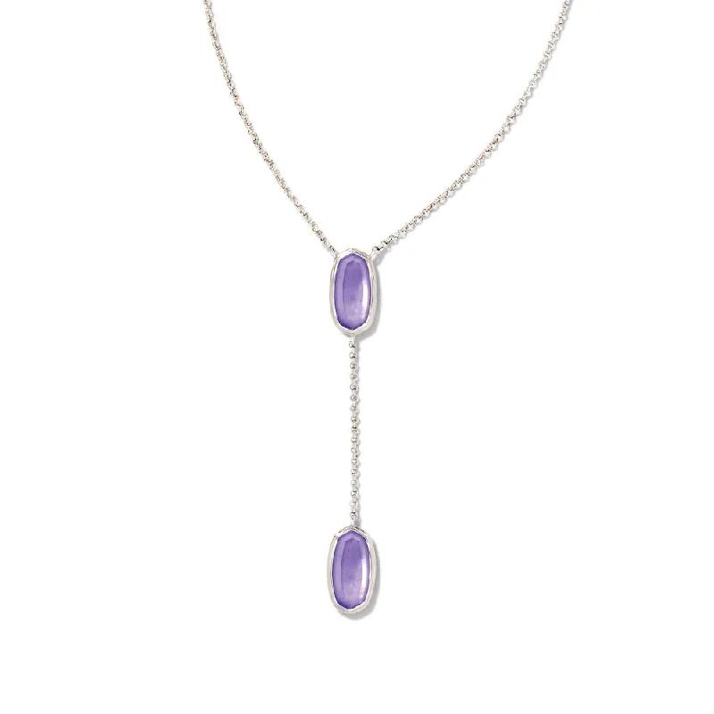 Jewelry Clearance Sale – Final Reductions Kendra Scott Framed Elisa Rhodium Y Necklace in Lavender Opalite Illusion