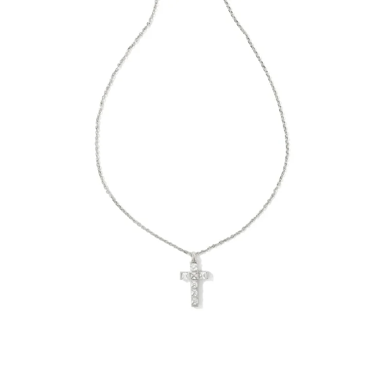 Fashion-Forward Jewelry At Exclusive Discounts Kendra Scott Gracie Cross Pendant Necklace in Rhodium