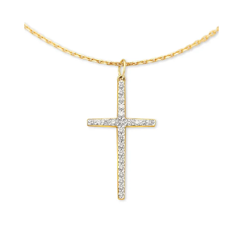 Premium Jewelry At Promotional Prices – Shine Today Kendra Scott Large Cross 14k Gold Pendant Necklace in White Diamond