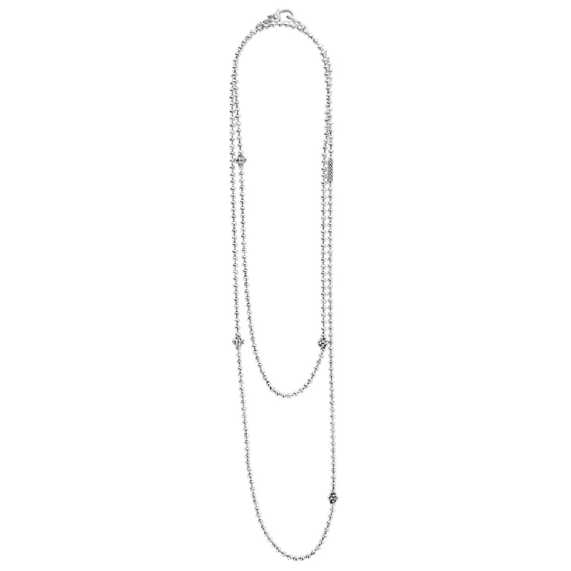 Shop Signature Jewelry Styles At Exclusive Prices Lagos Caviar Icon Long Silver Beaded Necklace Shop Signature Jewelry Styles At Exclusive Prices Lagos Caviar Icon Long Silver Beaded Necklace