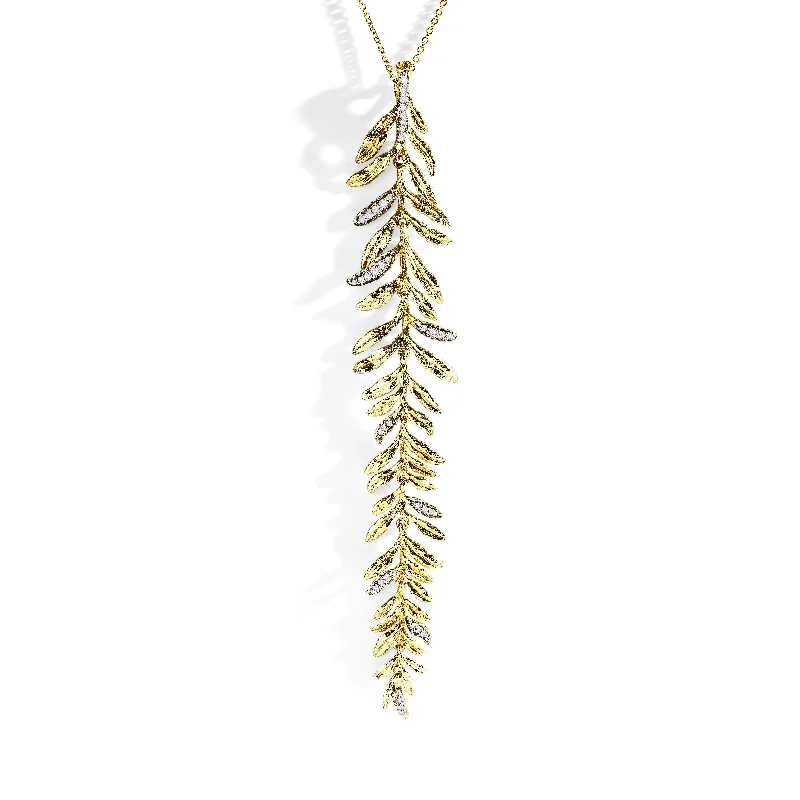 High-Quality Gemstone Jewelry For Special Occasions Laurel Leaf Drop Necklace with Diamonds