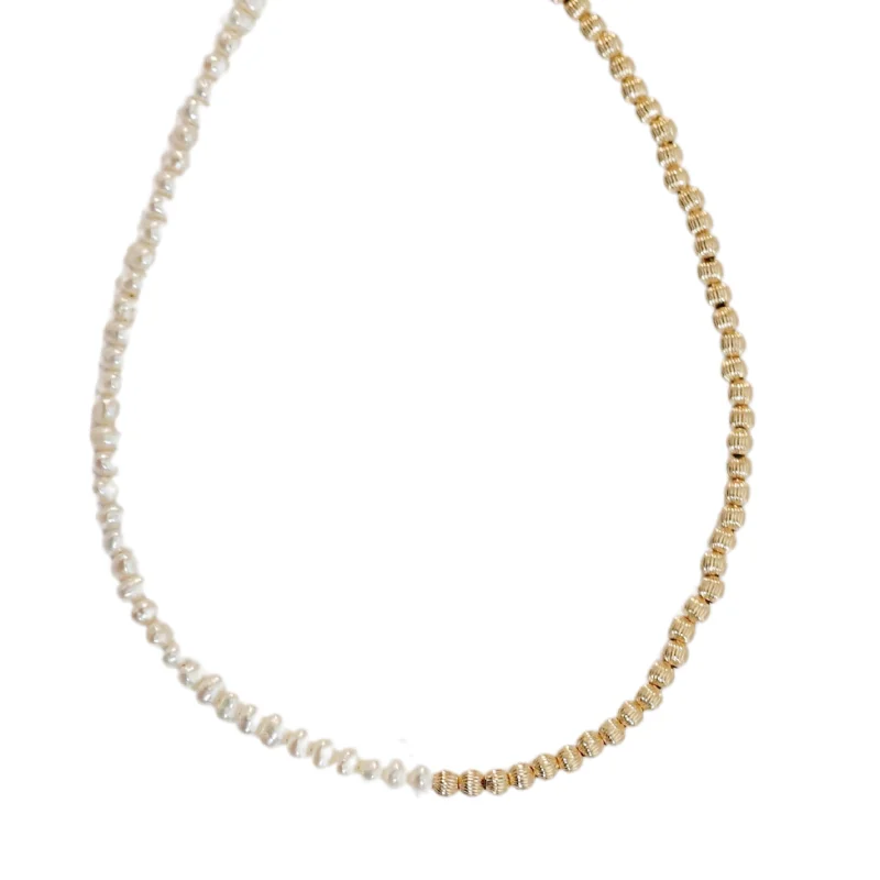 Handmade Pearl Jewelry For Timeless Elegance "LIV" 14k gold-filled & pearl beaded Choker/Necklace