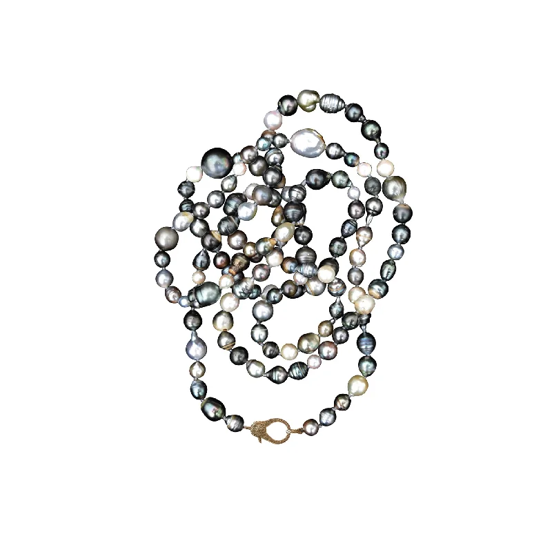 Upgrade Your Jewelry Collection For Less Long Tahitian Pearl Necklace with 14k Gold Clasp