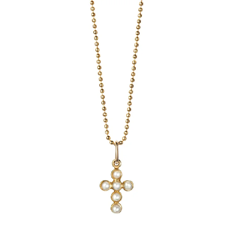 Shop Jewelry That Shines Without The High Price Lotto Cross with Seed Pearls  Necklace