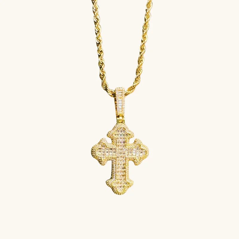 Breathtaking Jewelry At Limited-Time Savings Men's Gold Iced-Out Cross Necklace