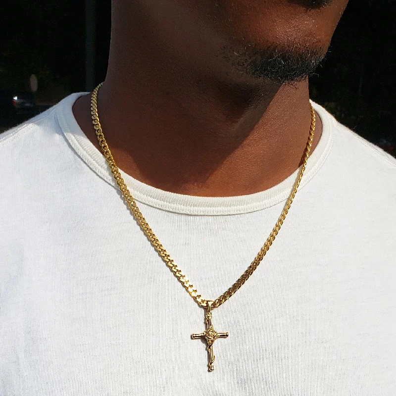 Affordable Elegance – Premium Jewelry At Special Prices Men's Rose Wrapped Cross Necklace