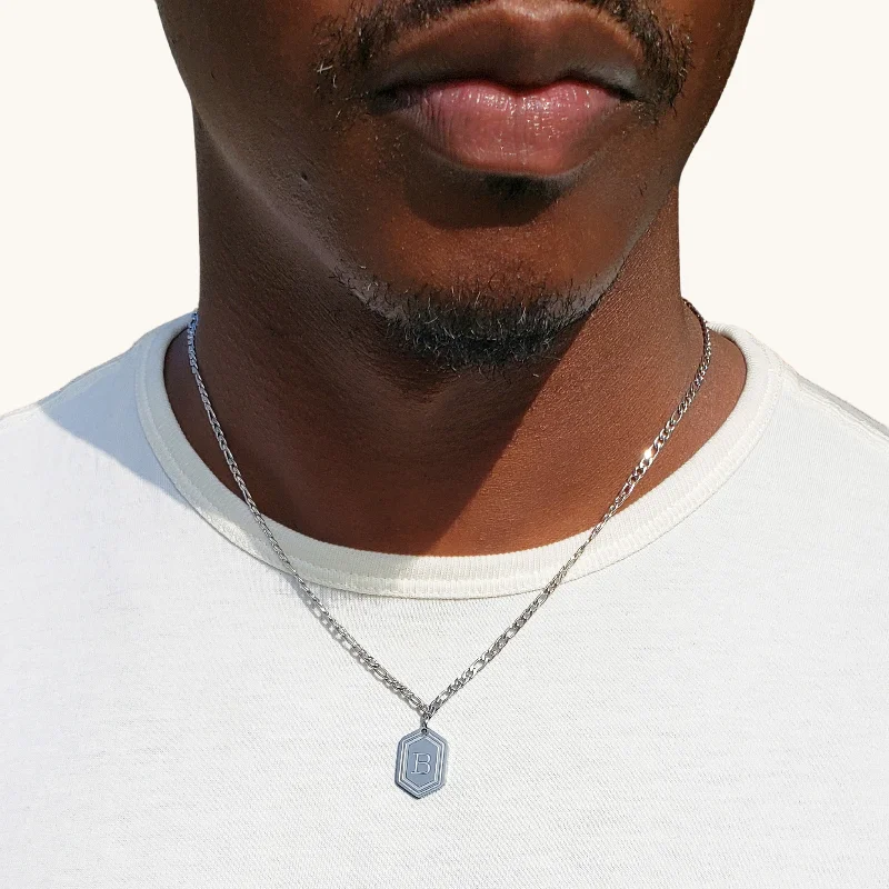 Best-Selling Jewelry Styles Now At Exclusive Discounts Men's Silver Hexagon Letter Necklace