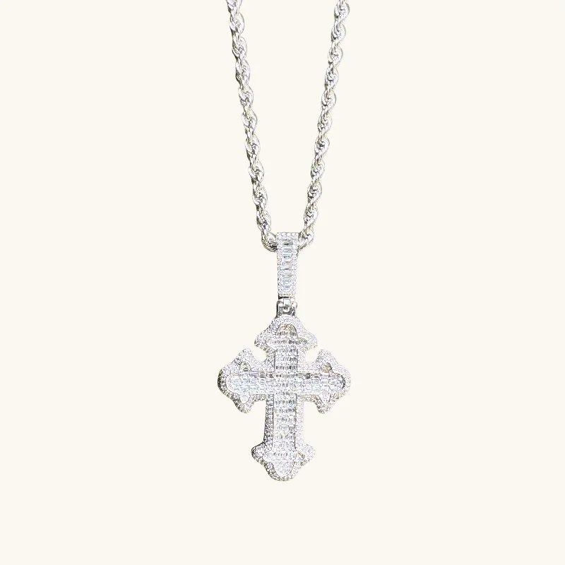 Your Perfect Accessory Now At The Best Price Men's Silver Iced-Out Cross Necklace