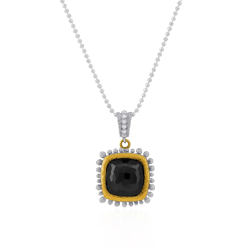 High-End Sparkle, Low-End Prices – Jewelry Sale Live Molten 14mm Cushion Pendant w/ Hematite in 18K Yellow Gold & Sterling Silver