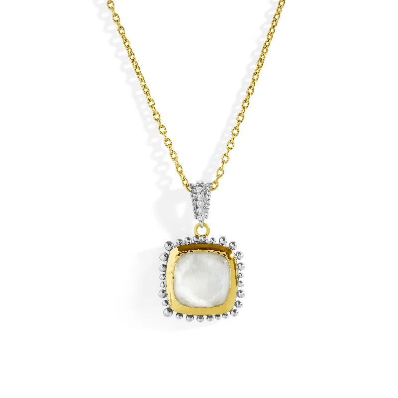 Once-A-Year Jewelry Deals – Shop Before They’Re Gone Molten 14mm Cushion Pendant w/ Mother of Pearl Doublet in 18K Yellow Gold & Sterling Silver