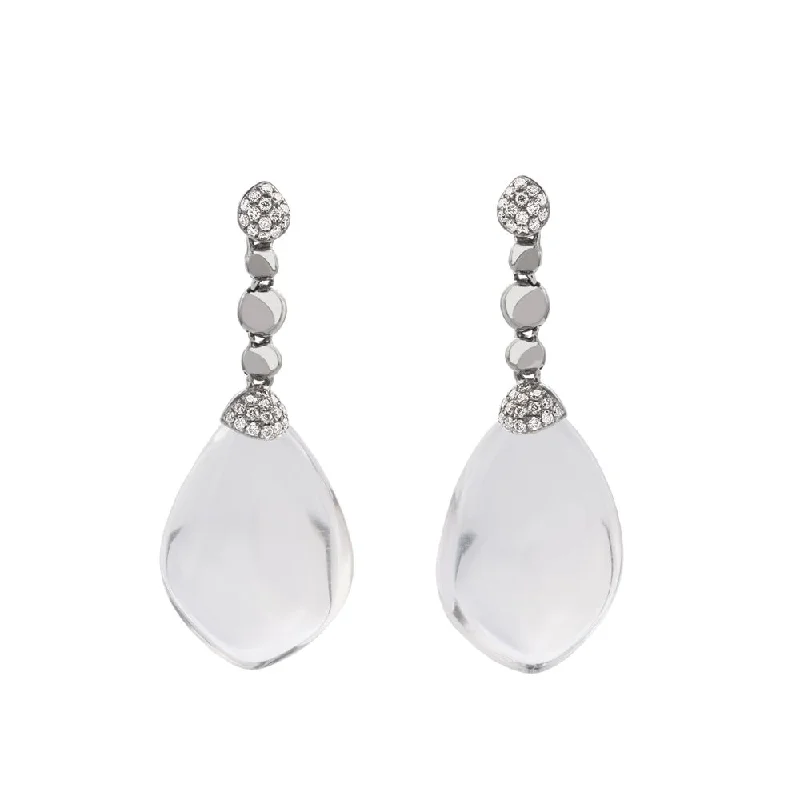 Affordable Gold-Plated Jewelry For Modern Fashion Molten Drop Earrings w/ Crystal & Diamonds in Sterling Silver