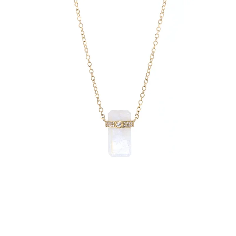 Discounted Luxury Jewelry – Shine Without The Splurge Moonstone & Diamond Pendant Necklace
