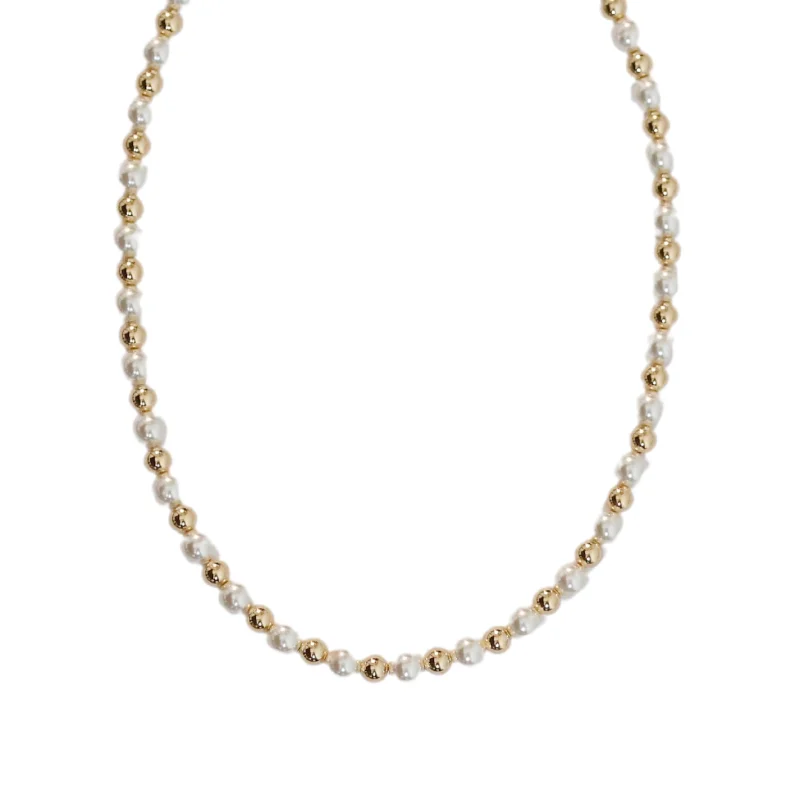 Fashion-Forward Geometric Jewelry For Contemporary Style "NATALIA" 14k gold-filled & pearls beaded Choker/Necklace