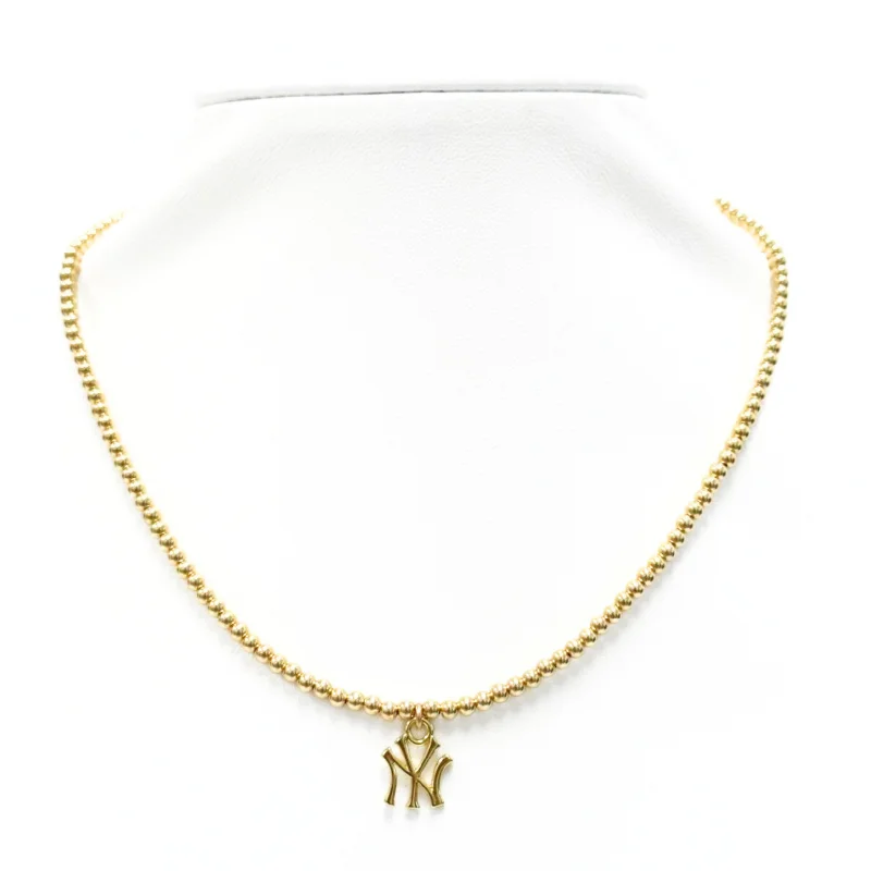 Everyday Jewelry Essentials Now On Sale "NY" Charm on 3MM Gold Filled Ball Bead Choker