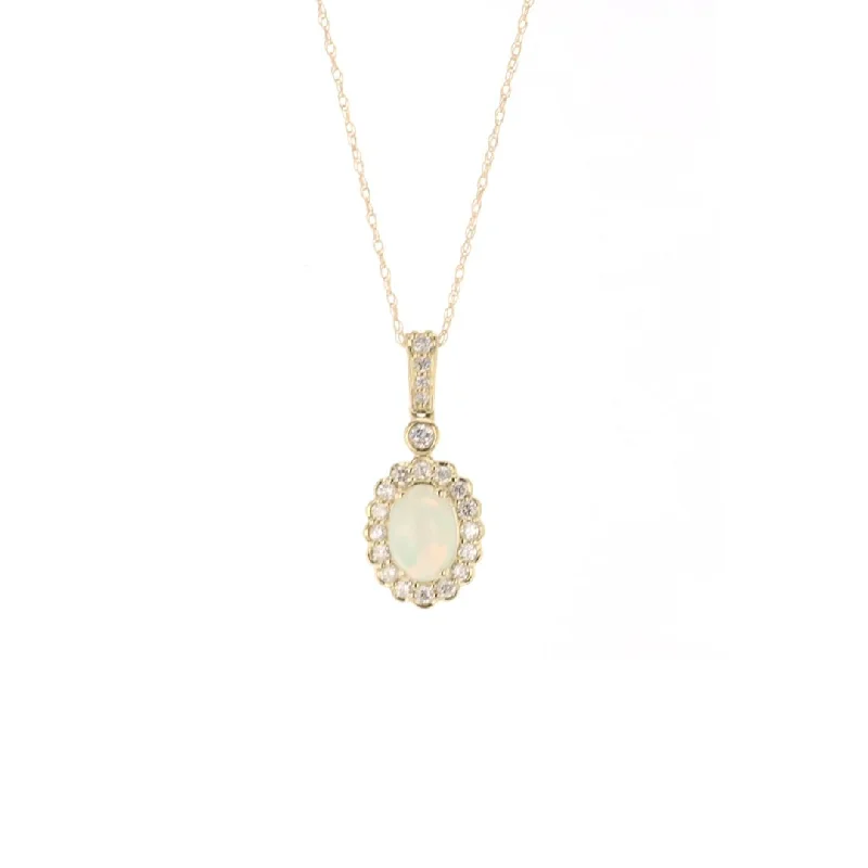 Huge Savings On Premium Jewelry Styles Opal & Diamond Oval Pendant Necklace