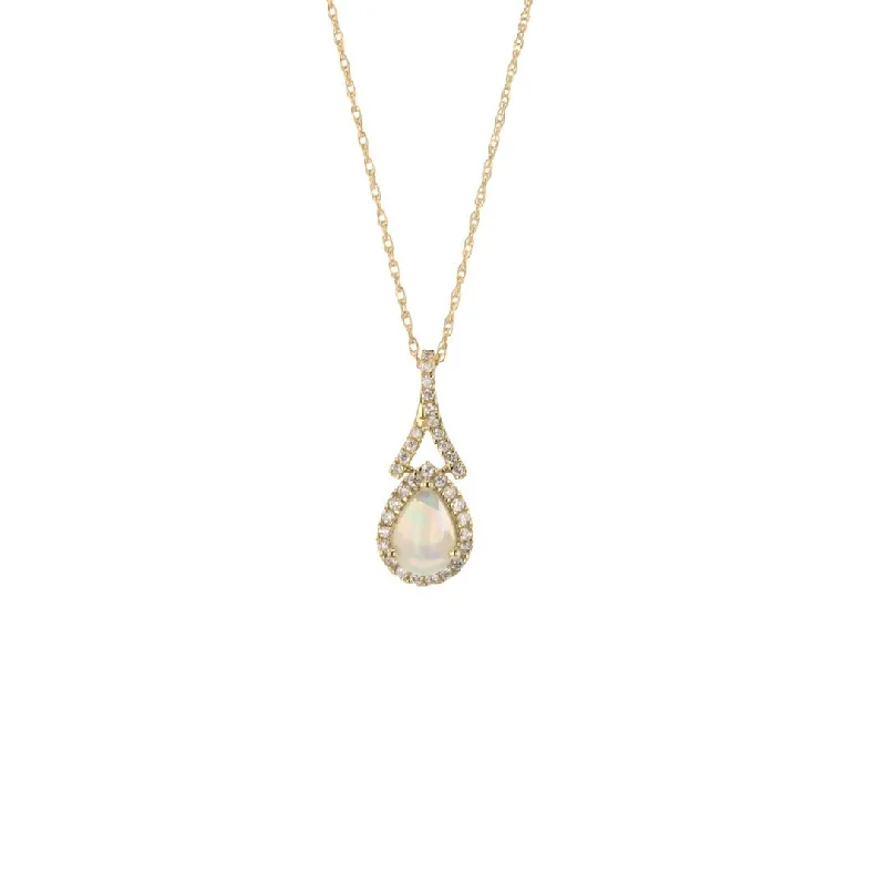 Flash Sale On Exquisite Jewelry – Don't Miss Out Opal & Diamond Pendant Necklace