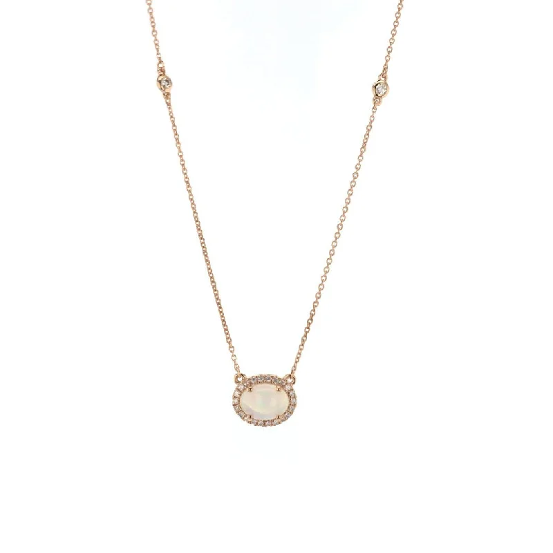 Elegant Jewelry, Exclusive Prices – Shop Now Opal & Diamond Pendant Necklace
