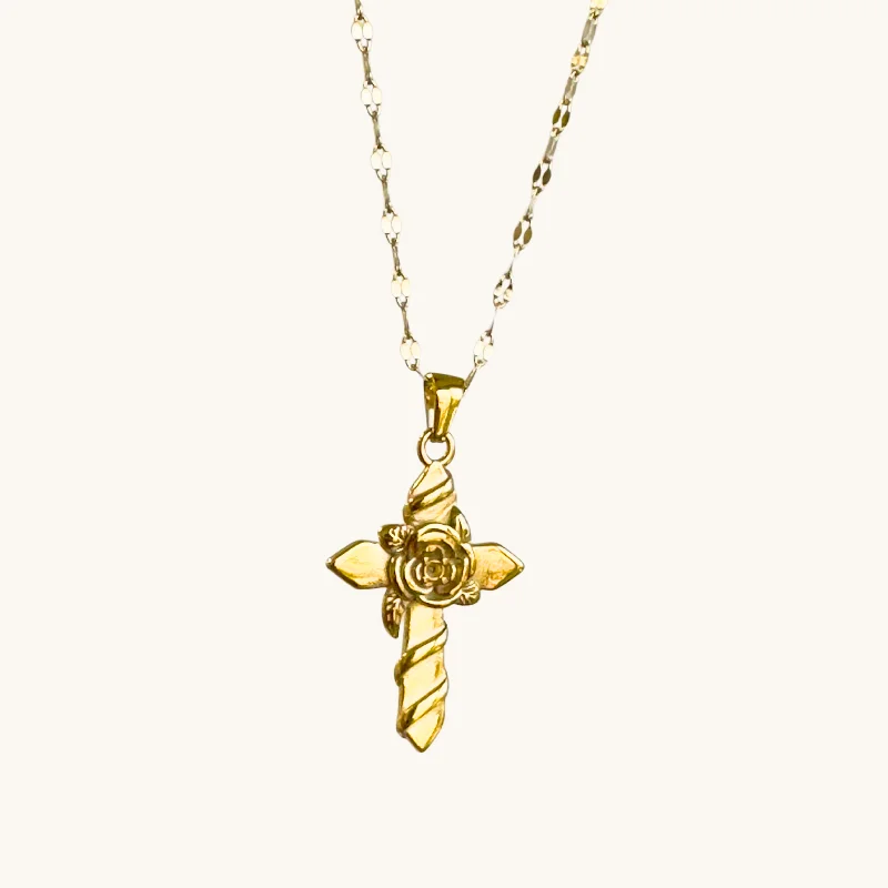 Best Jewelry Sale – Shop Exclusive Designs Now Rose Embraced Cross Necklace