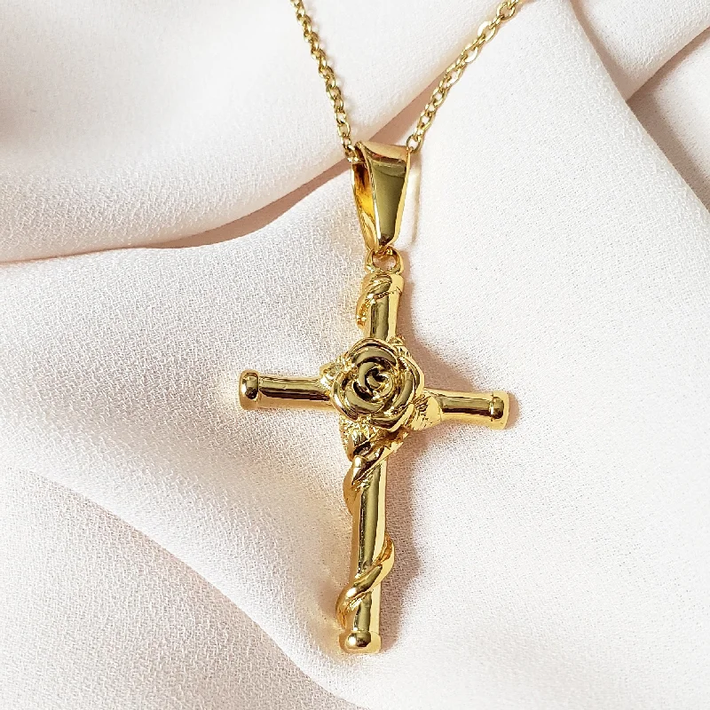 Don't Miss Out – Shop Elegant Jewelry For Less Rose Wrapped Cross Necklace