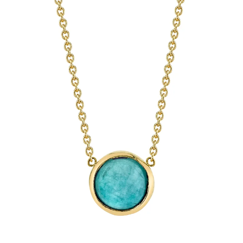 Upgrade Your Jewelry Collection For Less Round Cab Necklace - Amazonite