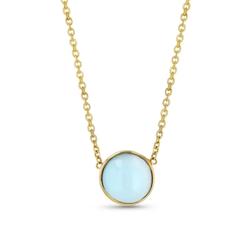 Buy More, Save More On Stunning Jewelry Designs Round Cab Necklace - Blue Topaz