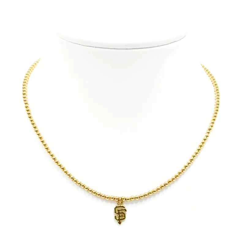 Dazzle In Elegance With Our Biggest Jewelry Sale "SF" Charm Gold Filled Ball Beaded Choker