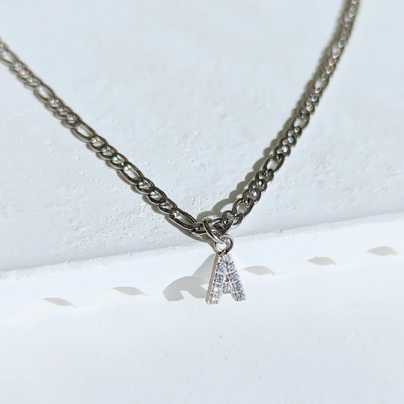 Shop Jewelry That Shines Without The High Price Silver Figaro Diamond Initial Necklace