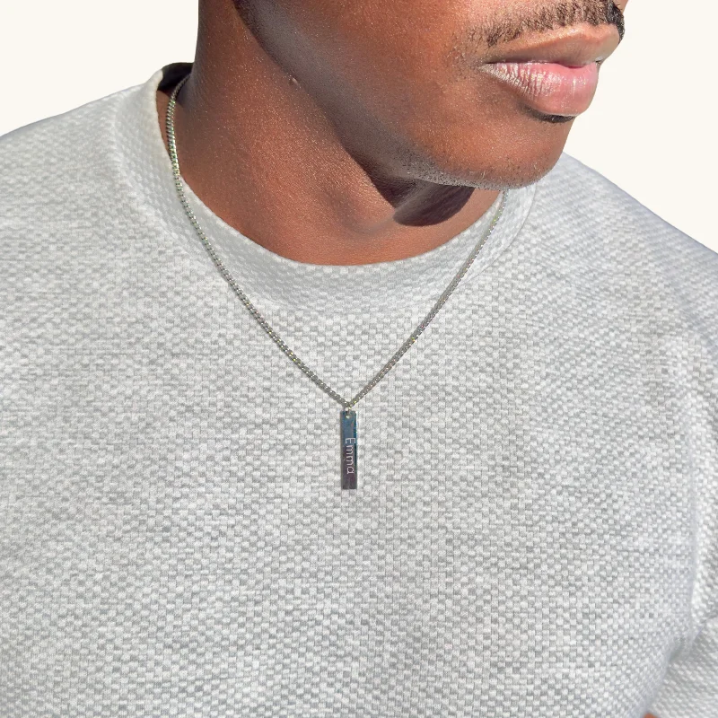 Luxury Jewelry Now At Special Promotional Rates Silver Men's Personalized Bar Necklace