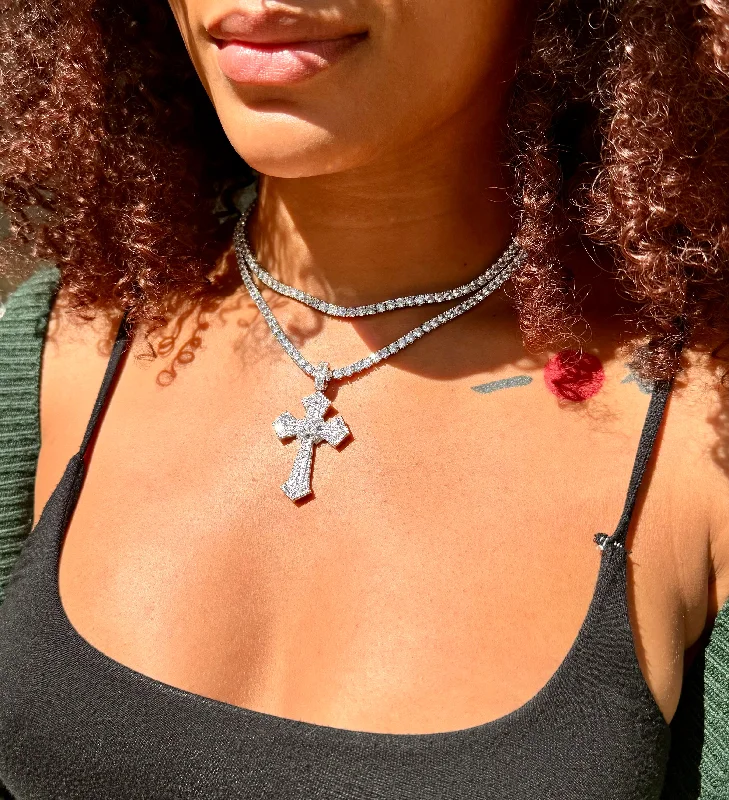 Luxury Jewelry At Budget-Friendly Prices – Grab Yours Now Silver Tennis Chain Enchanted Cross Necklace