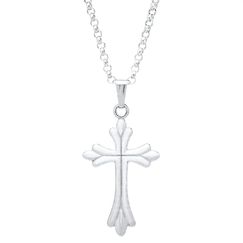 Shop Stylish Jewelry Now And Save Big Sterling Silver Cross with Scalloped Edges