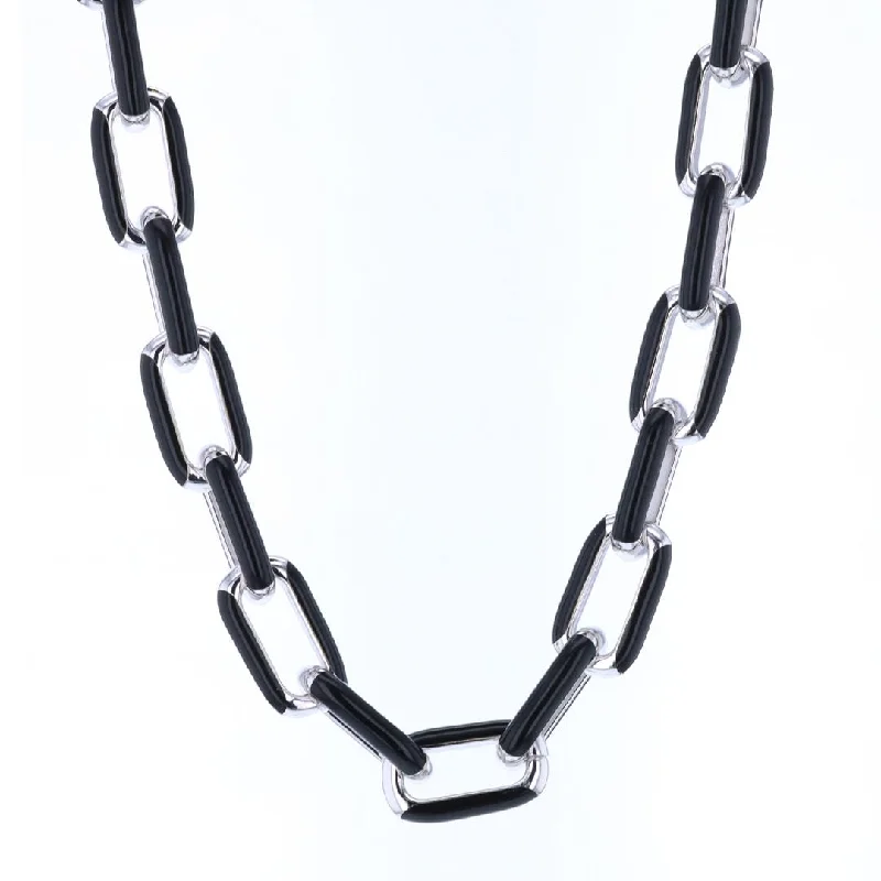 Chic, Trendy, And Affordable Jewelry Sale Sterling Silver & Dark Enamel Link Necklace