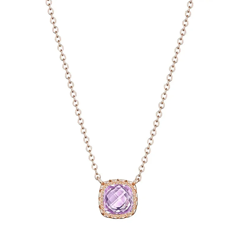 Stunning Statement Jewelry, Unbeatable Discounts Tacori Petite Cushion Gem 14K Rose Gold Necklace with Rose Amethyst