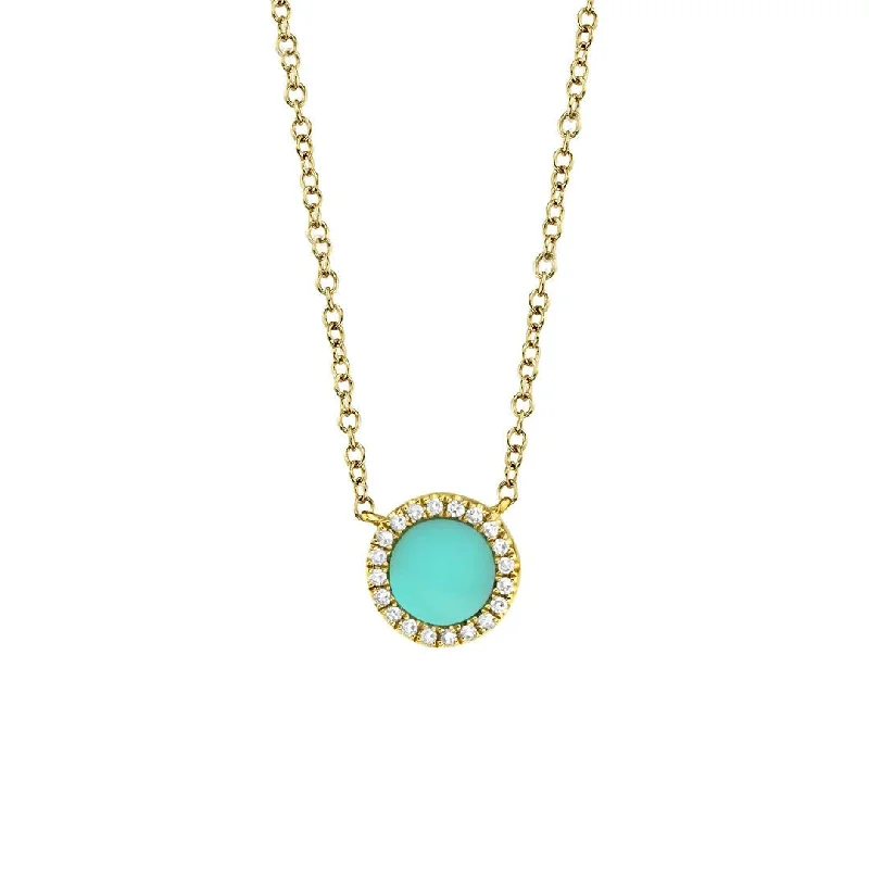 Your Perfect Accessory Now At The Best Price 18" Turquoise & Diamond Stationary Pendant Necklace | 10277929