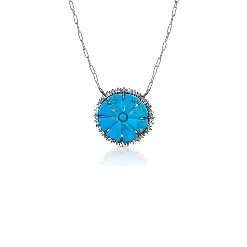 Shop Trending Jewelry With Exclusive Savings Turquoise Flower Baguette Necklace