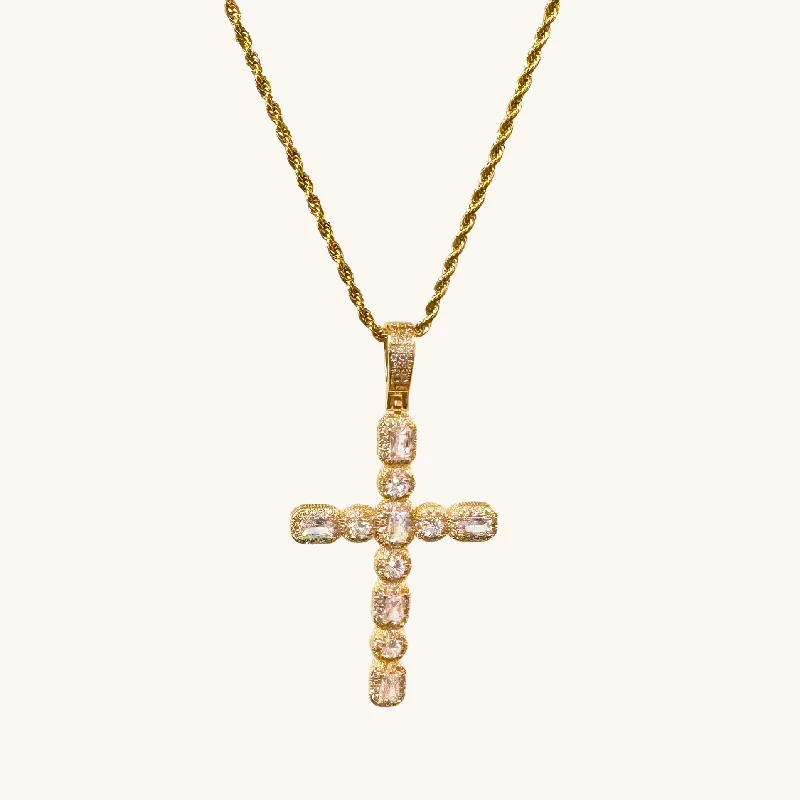 Fashion-Forward Jewelry At Exclusive Discounts Vintage Gold Crystal Cross Necklace