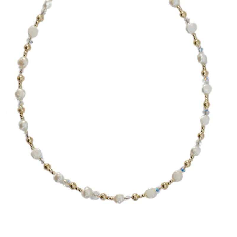 Grab Your Dream Jewelry At The Lowest Prices "VIVIANA" 14k gold-filled & pearl beaded Choker/Necklace