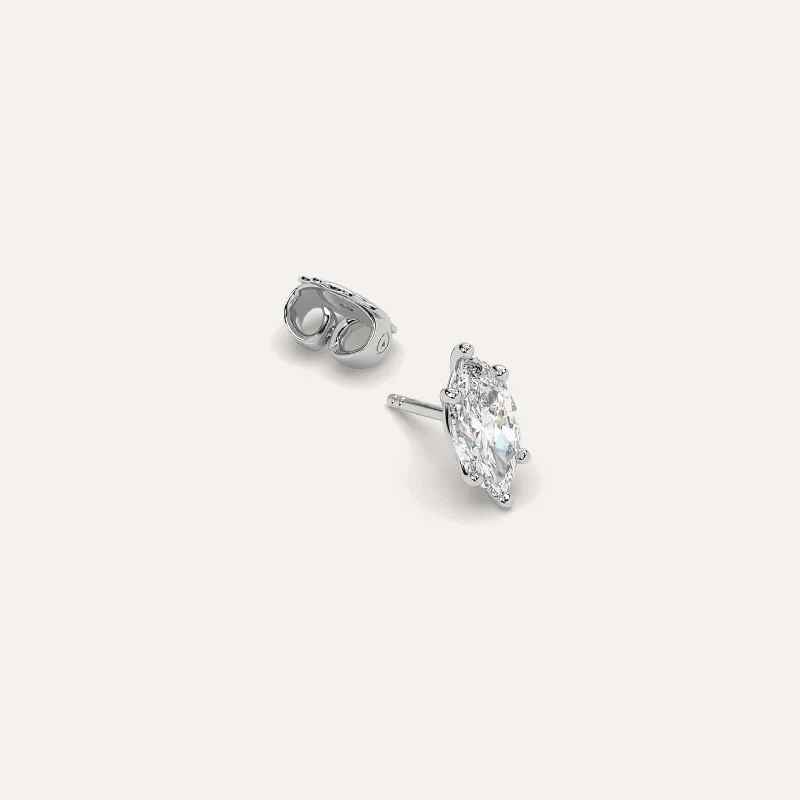 Timeless Elegance Now At Special Discounts 1 carat Single Marquise Diamond Stud Earring