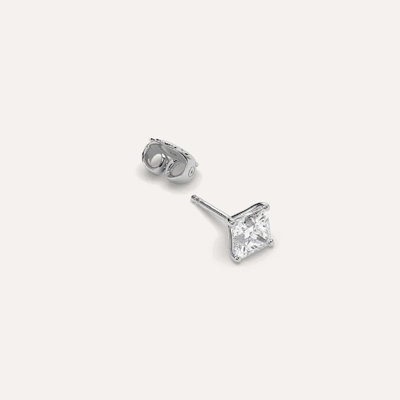 Grab Stylish Jewelry Before The Sale Ends 1 carat Single Princess Diamond Stud Earring