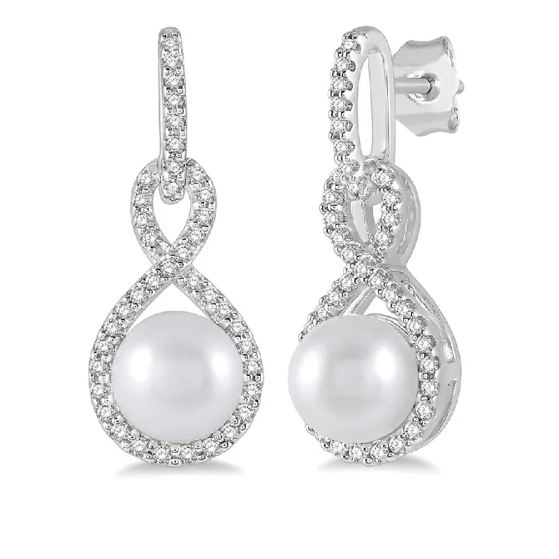 Trending Jewelry Styles Now At Limited-Time Discounts 10K White Gold Pearl And Diamond Fashion Earrings