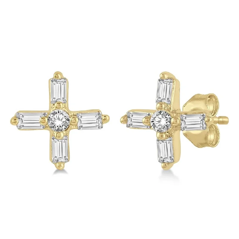 The Ultimate Jewelry Sale – Exclusive Styles At Great Prices 10K Yellow Gold Cross Petite Stud Diamond Earring