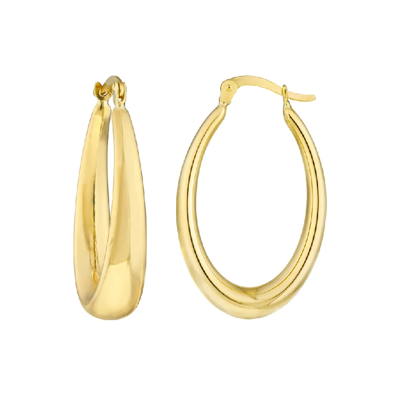 Timeless Elegance At Unbelievable Discounts 10K Yellow Gold Graduated Oval Puff Hoop Earrings