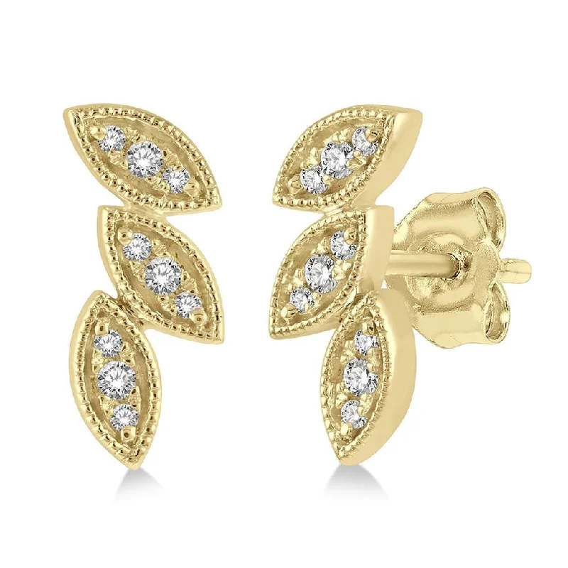 Big Savings On Your Favorite Jewelry Pieces 10K Yellow Gold Petite Leaf Diamond Earrings