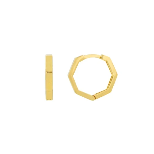 Trending Jewelry Now Available At Exclusive Prices 14k Gold Hexagonal Huggie Earring