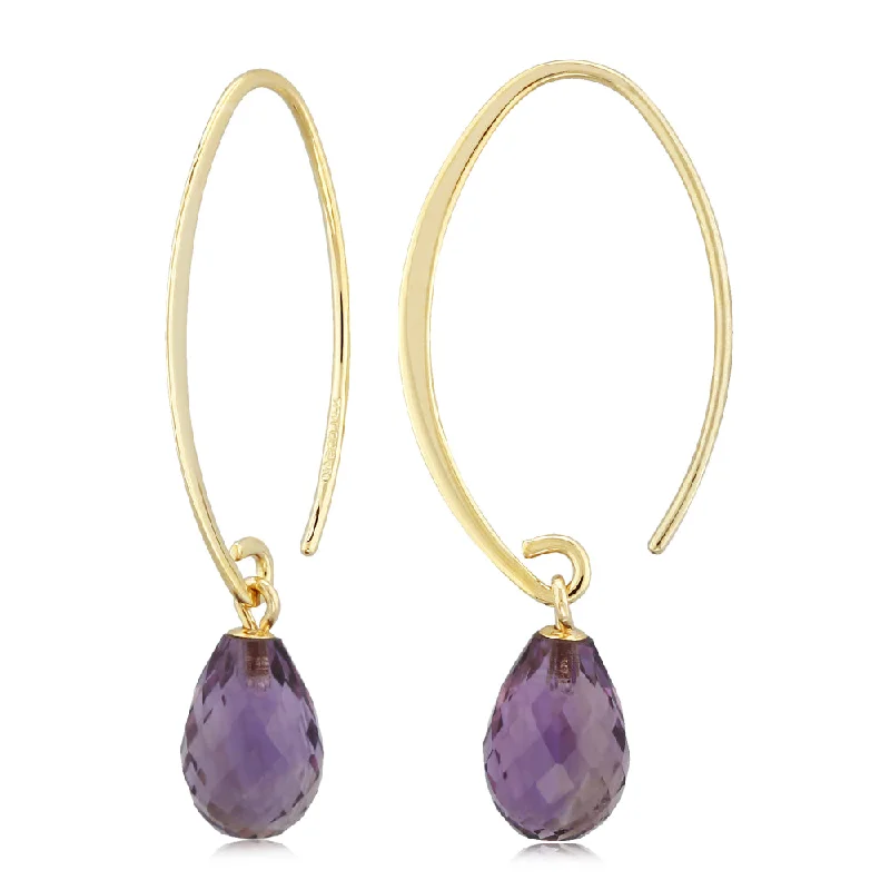 Timeless Elegance Now At Special Discounts 14k Gold Simple Sweep Gemstone Drop Earrings