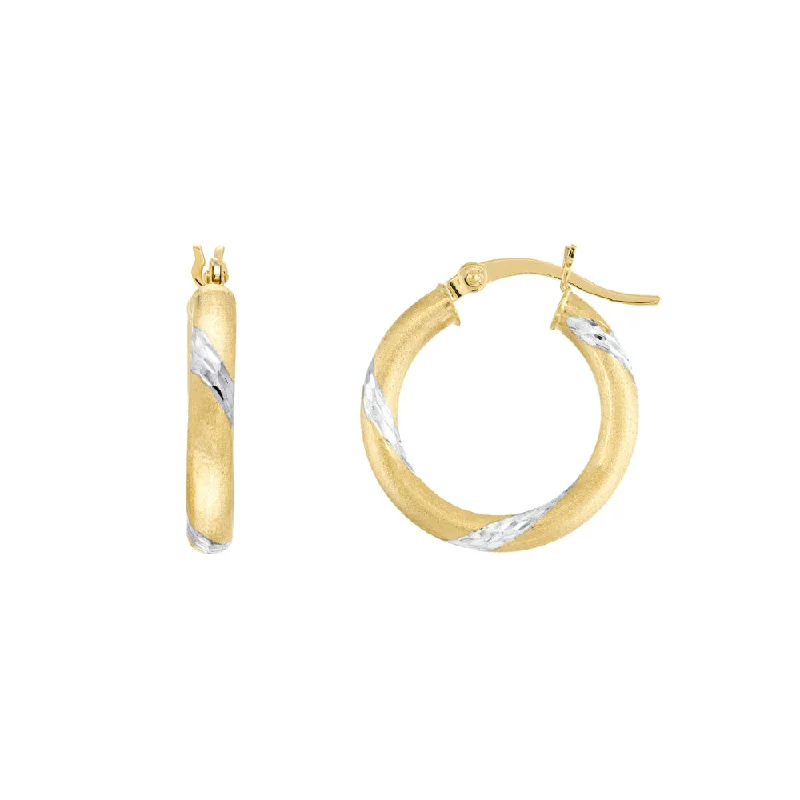 Limited-Time Offer On Elegant Jewelry Pieces 14k Gold Two Tone Diamond-Cut Hoop Earrings Limited-Time Offer On Elegant Jewelry Pieces 14k Gold Two Tone Diamond-Cut Hoop Earrings