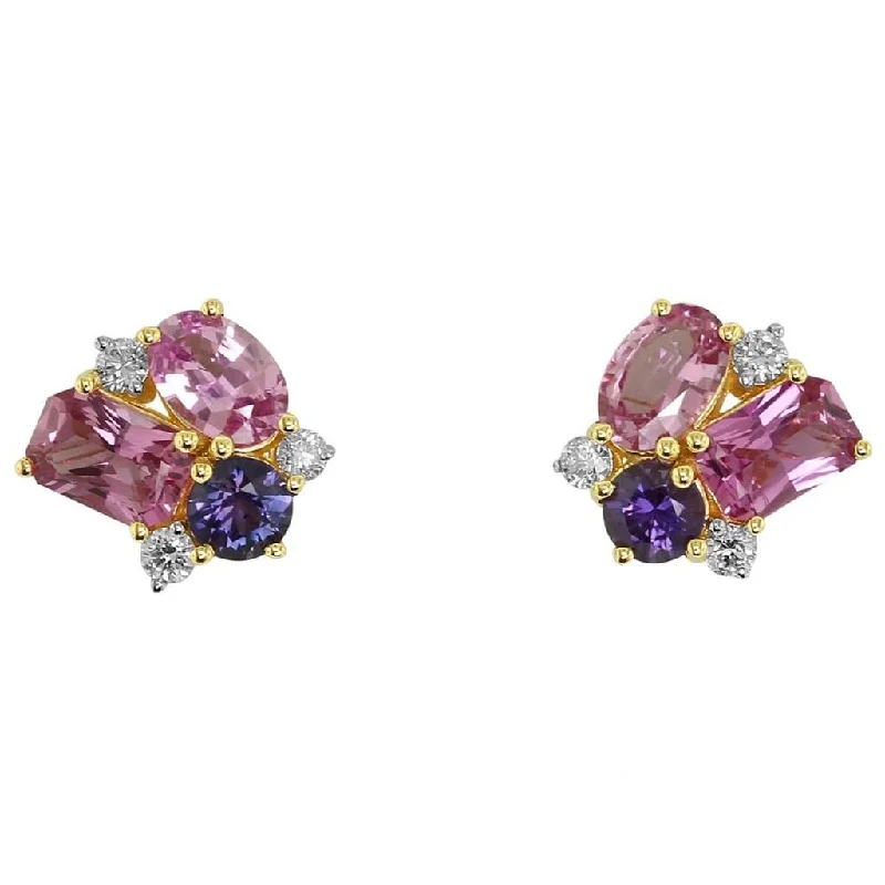 Exclusive Jewelry Sale – Shine For Less 14K Rose Gold 'Tesserae' Lilac Cluster Earrings