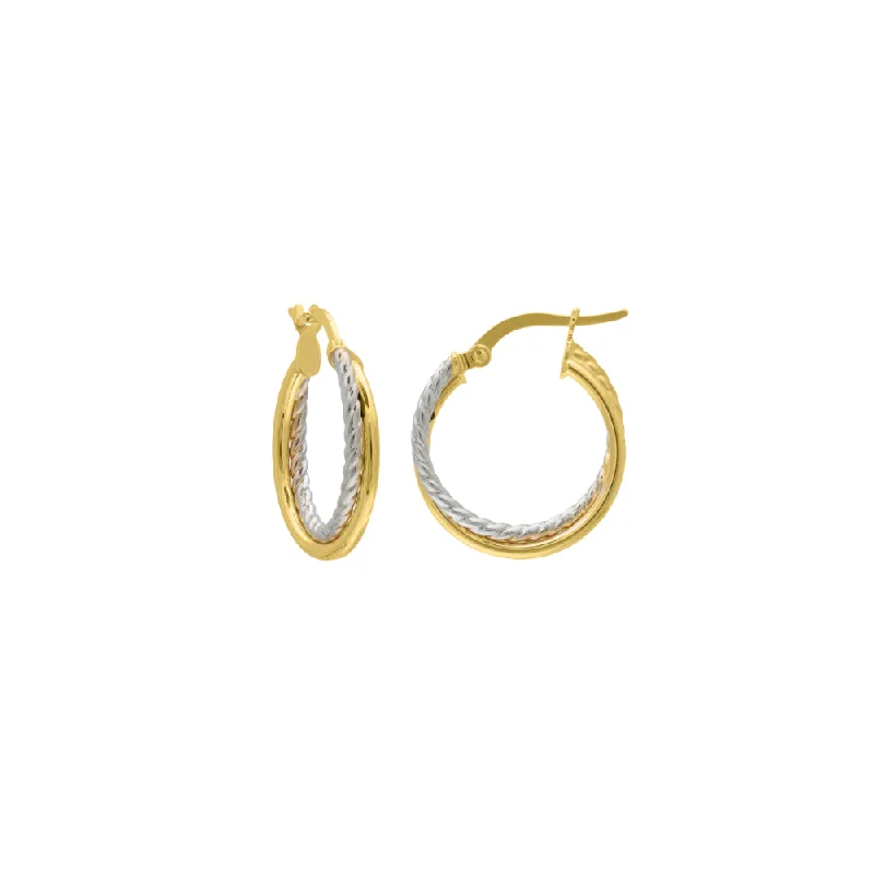 Timeless Elegance At Unbelievable Discounts 14k Two-Tone Twisted Hoop Earrings