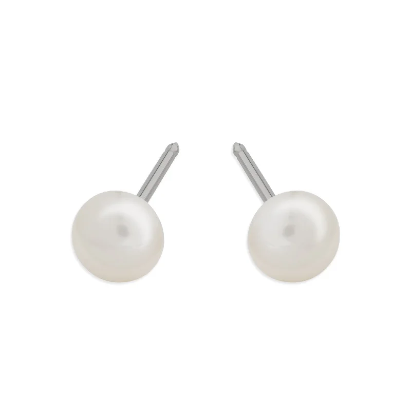 Chic And Stylish Jewelry At Exclusive Prices 14k White Gold Freshwater Pearl Stud Earrings
